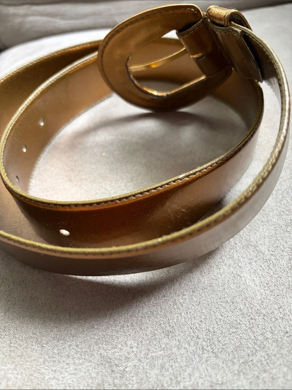 Ritz Metallic Gold Belt Oval Buckle L Vtg